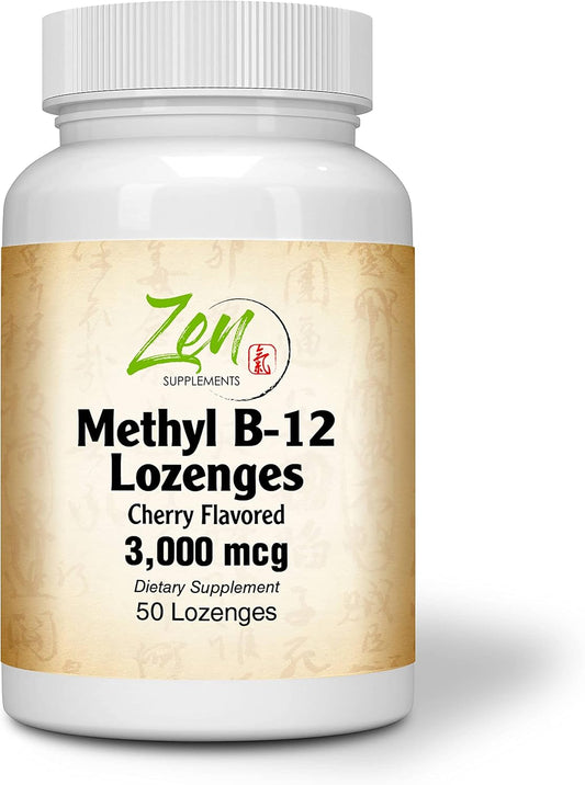 Methyl Vitamin B-12 Supplement with B6, Folate, Biotin for Cardiovascular Health, Immune System, Brain & Nerve Function - 50 Lozenges