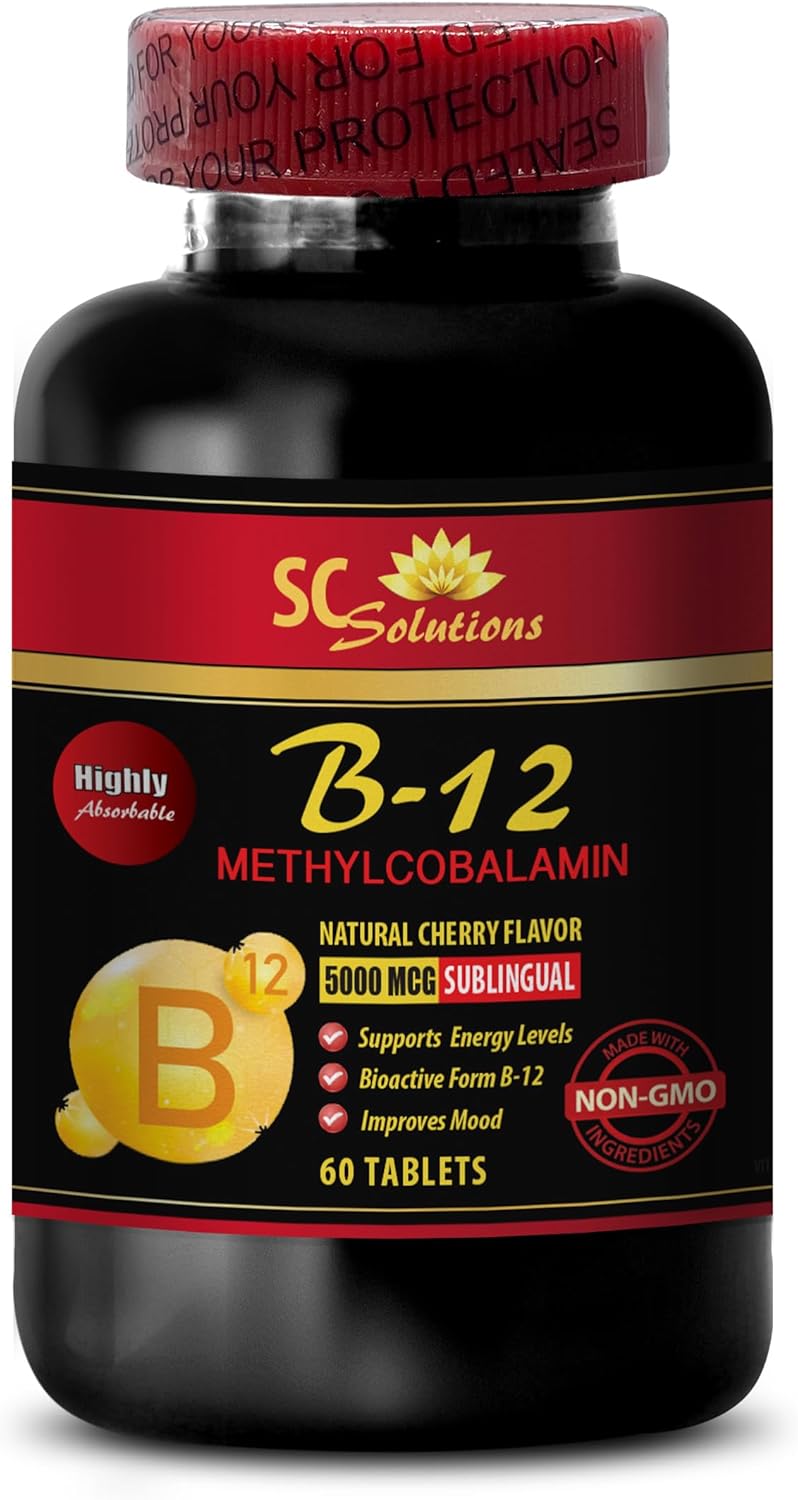Methylcobalamin Vitamin B-12 5000 - Anti Aging Vitamins for Women Over 50 - Energy Supplements for Endurance - 60 Tablets