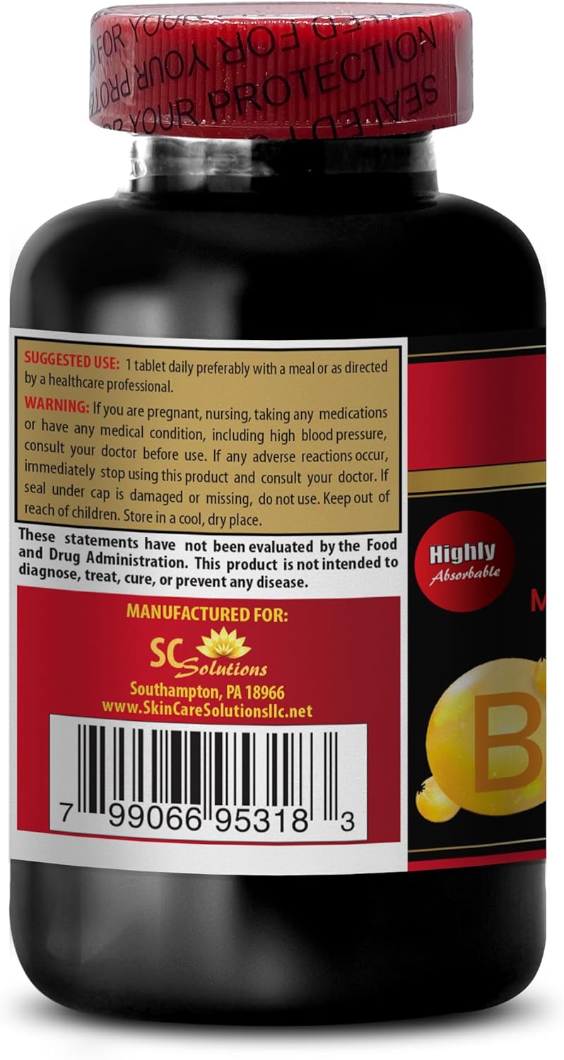 Methylcobalamin Vitamin B-12 5000 - Anti Aging Vitamins for Women Over 50 - Energy Supplements for Endurance - 60 Tablets