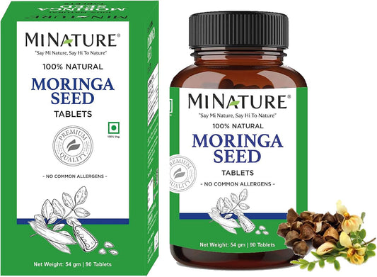 mi Nature Moringa Seed Tablets - 90 Tablets, 1000 mg, 45 Days Supply - Vegan Moringa Seed from India