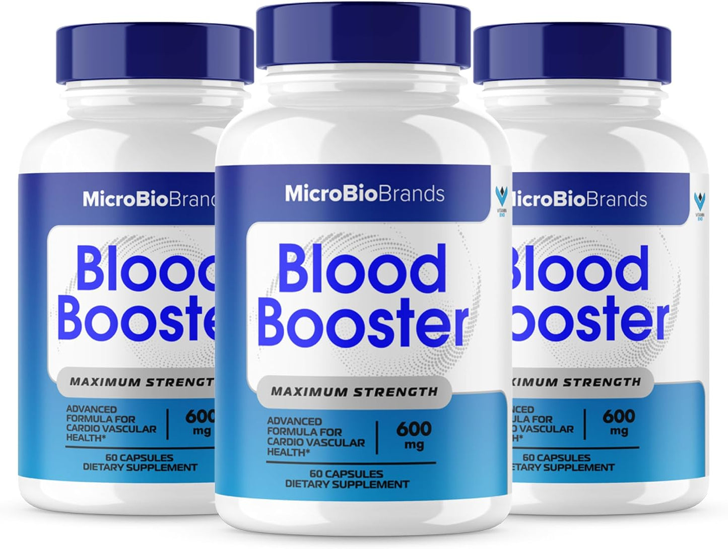 Micro Bio Blood Booster Supplement (3 Pack) - Natural Blood Flow Support Formula (180 Capsules) by Microbiobrands