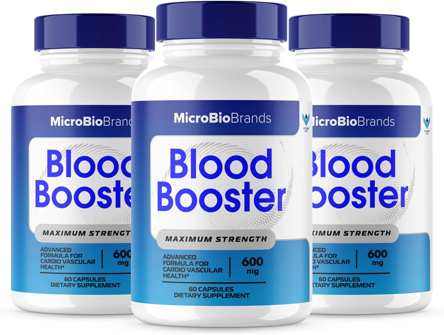 Micro Bio Blood Booster Supplement (3 Pack) - Natural Blood Flow Support Formula (180 Capsules) by Microbiobrands