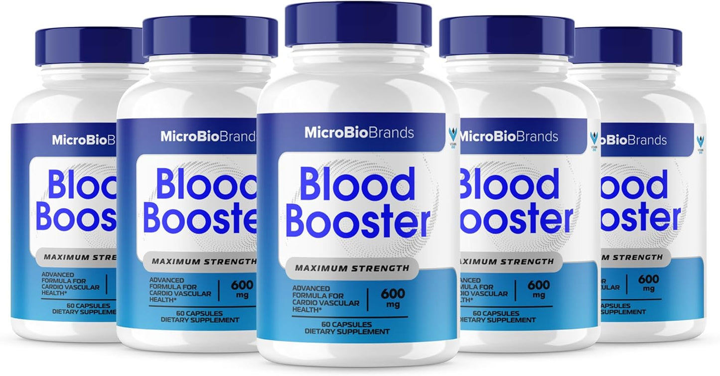 Micro Bio Blood Booster Supplement (5 Pack) - Natural Blood Flow Support (300 Capsules)