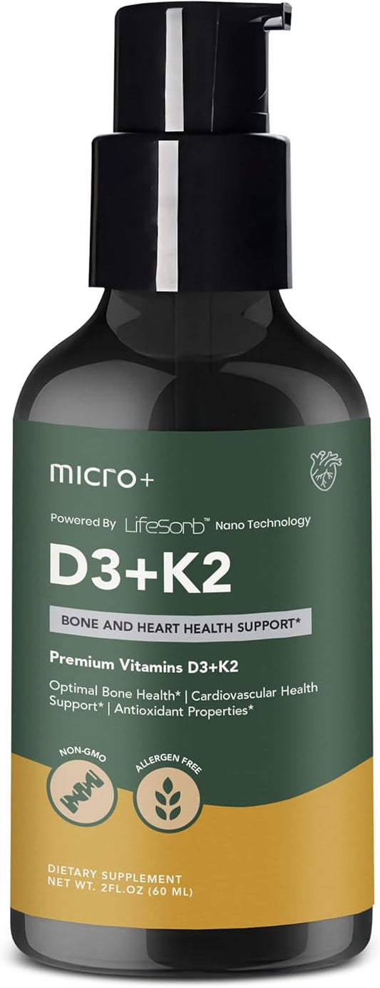 Micro Plus Health D3K2+ Vitamin Supplement with LifeSorb Technology - Supports Bone and Immune Health, D3 K2 Supplement