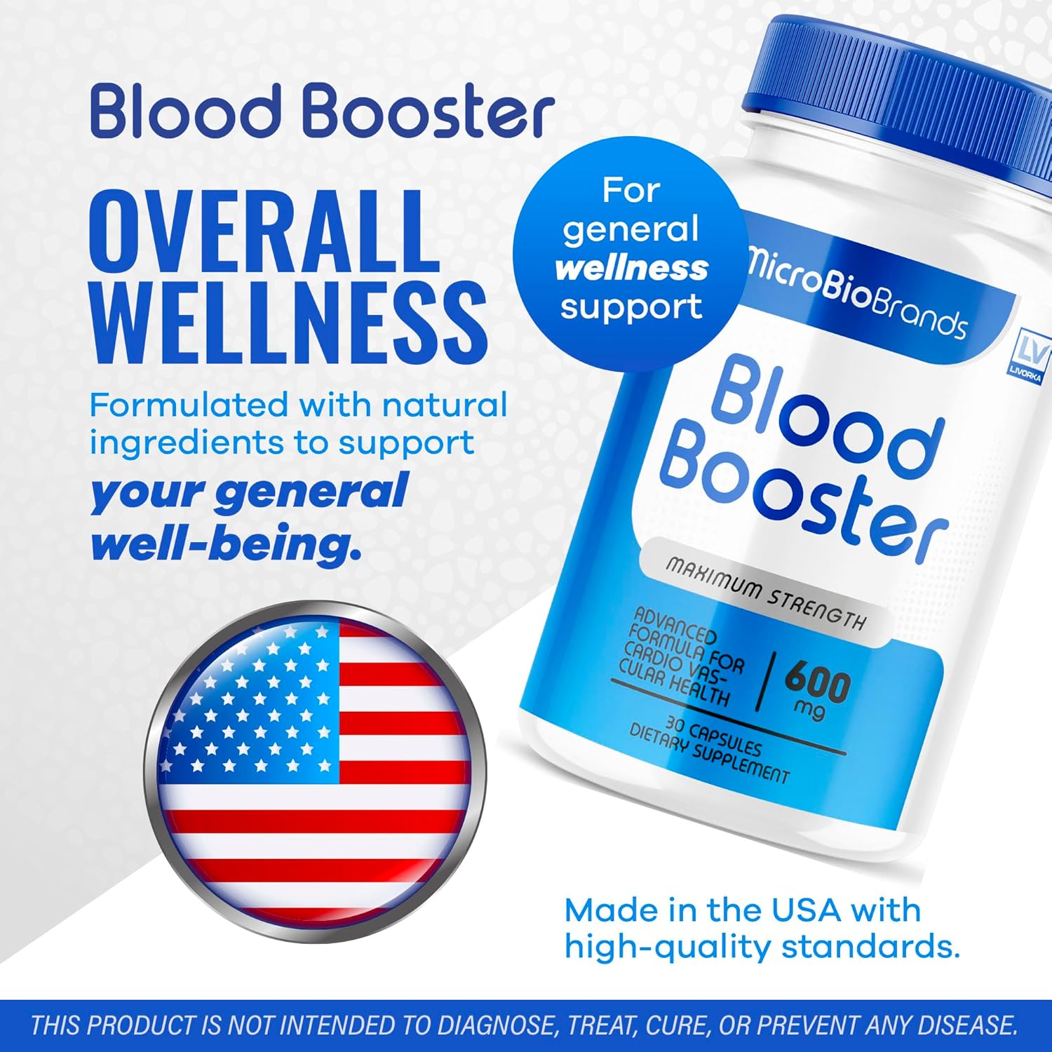 Microbio Blood Booster by LIVORKA - Advanced Formula (90 Capsules, 3 Pack)