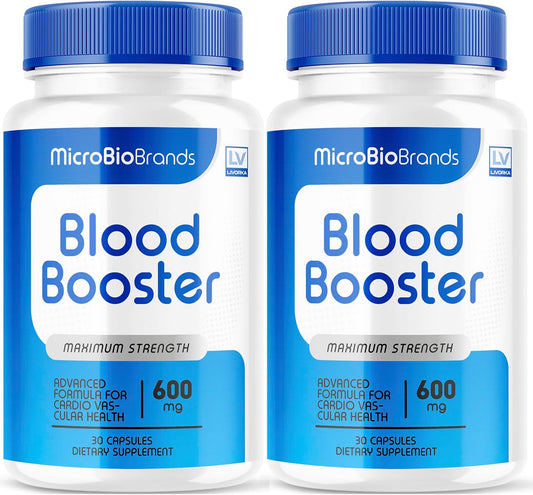 Microbio Blood Booster by Micro Bio Brand - 2 Pack of Advanced Formula Pills (60 Capsules) for 2 Months of Blood Support