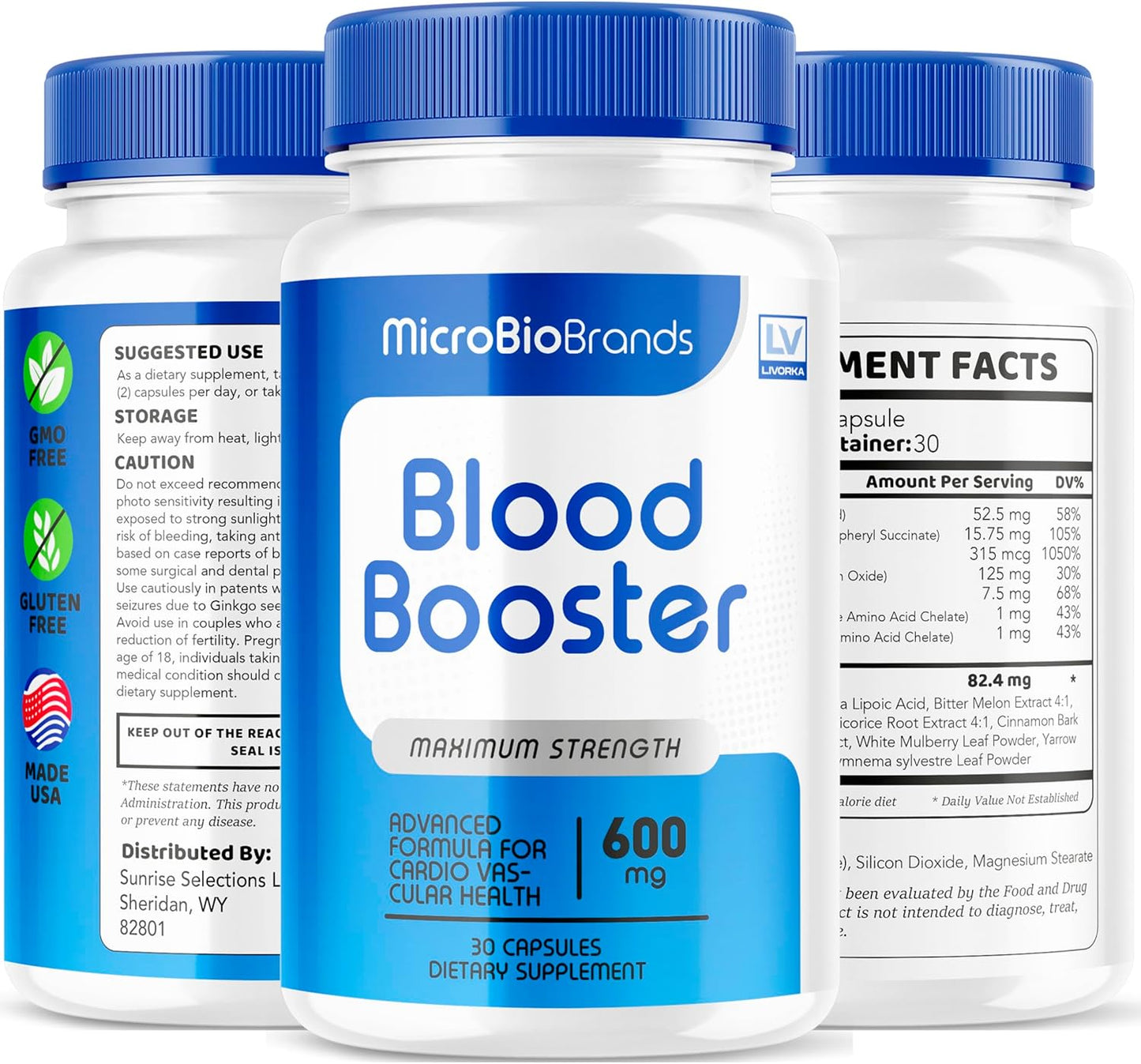 Microbio Blood Booster by Micro Bio Brand - 2 Pack of Advanced Formula Pills (60 Capsules) for 2 Months of Blood Support