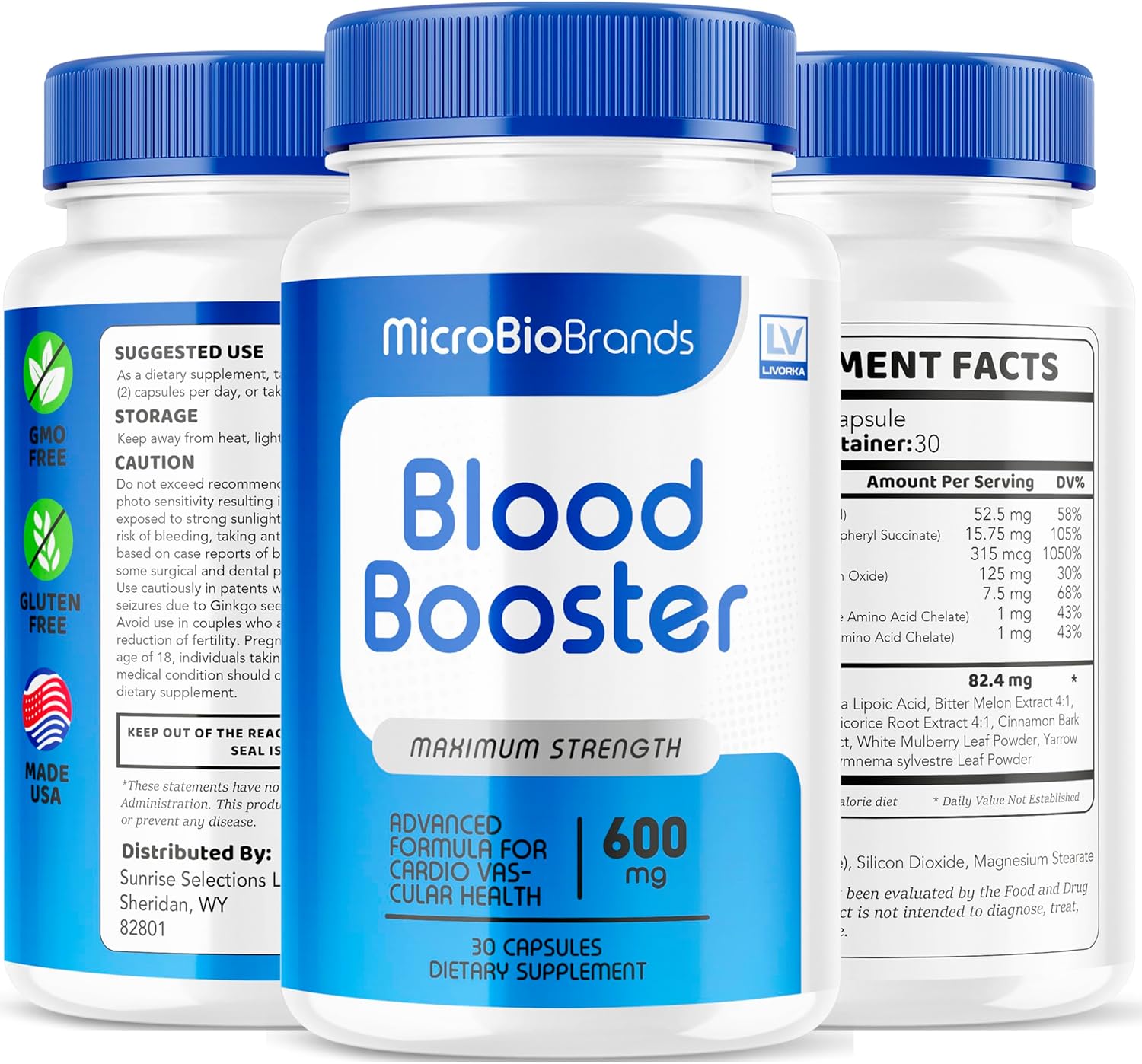 Microbio Blood Booster by Micro Bio Brand - 2 Pack of Advanced Formula Pills (60 Capsules) for 2 Months of Blood Support