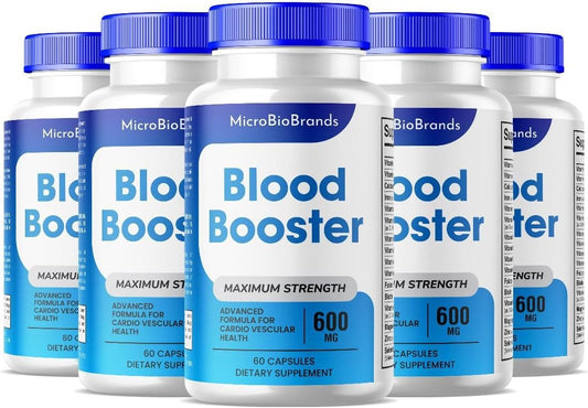 MicroBio Brands Blood Booster Capsules (5 Pack) - Natural Blood Flow Support Supplement