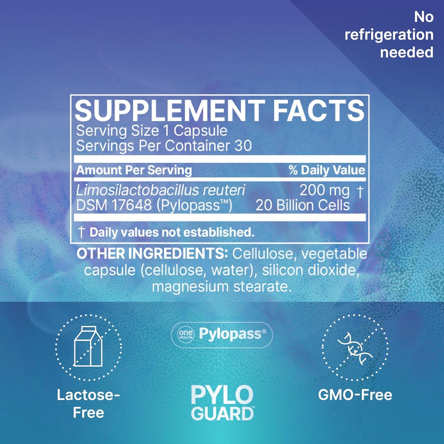 Microbiome Labs PyloGuard: Patented L. reuteri DSM17648 Digestive Comfort Supplement - Gut Health & Immune Support - Postbiotic (30 Caps)