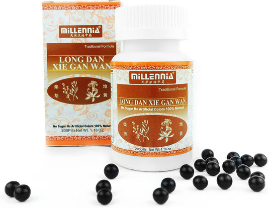Millennia Long Dan Xie Gan Wan Herbal Supplement - 12 Bottles (200 Pills) Pack