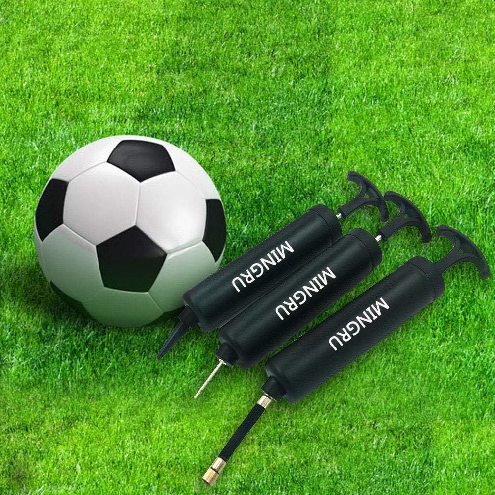 MINGRU Ball Pump Kit with Needles and Nozzles for Basketball, Soccer, Volleyball, Rugby, Water Polo & More - Compact Air Pump for Inflatables