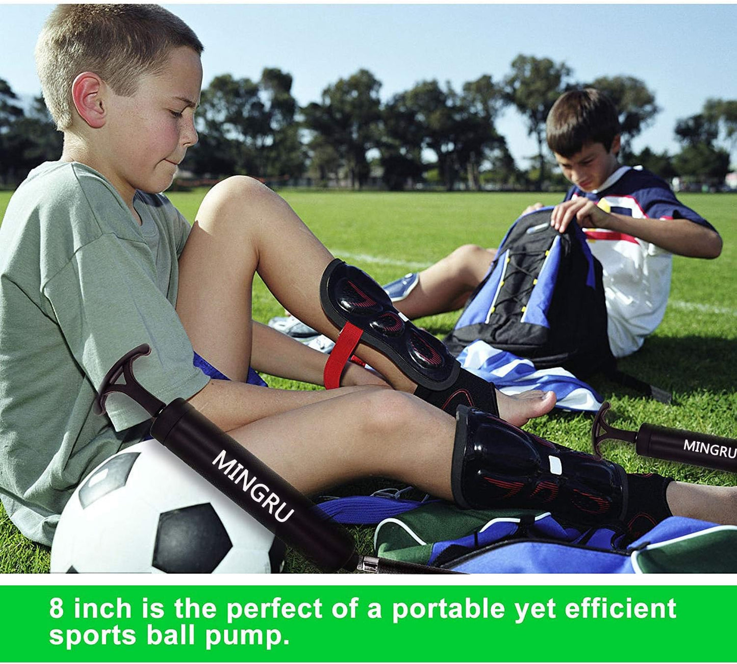 MINGRU Ball Pump Kit with Needles and Nozzles for Basketball, Soccer, Volleyball, Rugby, Water Polo & More - Compact Air Pump for Inflatables