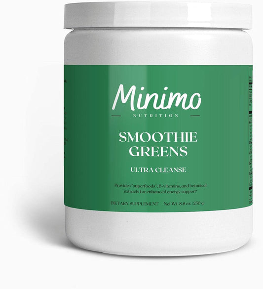 Minimo Nutrition Ultra Cleanse Smoothie Greens - Greens Blend for Physical & Mental Performance - 50 Servings, 8.8 oz.
