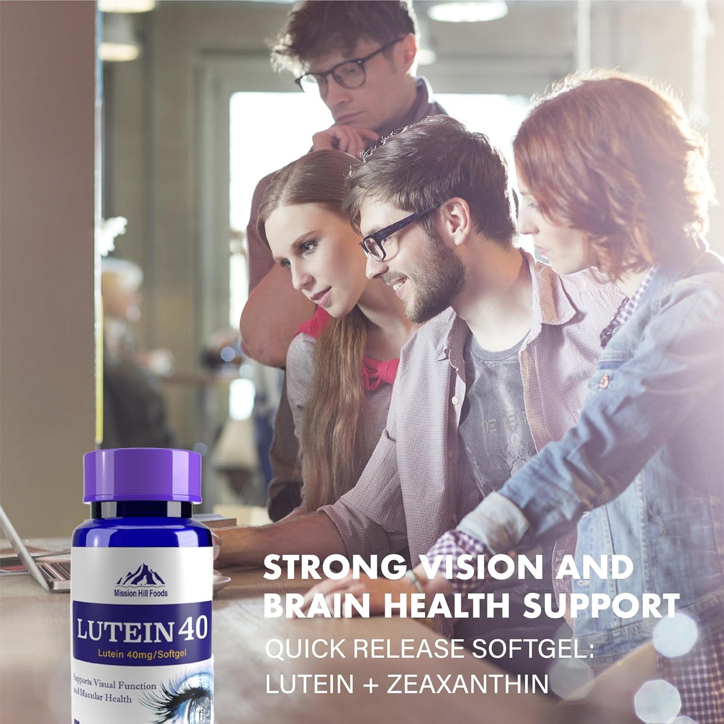 Mission Hill Foods Lutein & Zeaxanthin Eye Health Supplement - 2 Month Supply | 40mg Softgels for Eye Vitamins | Non-GMO & Gluten Free