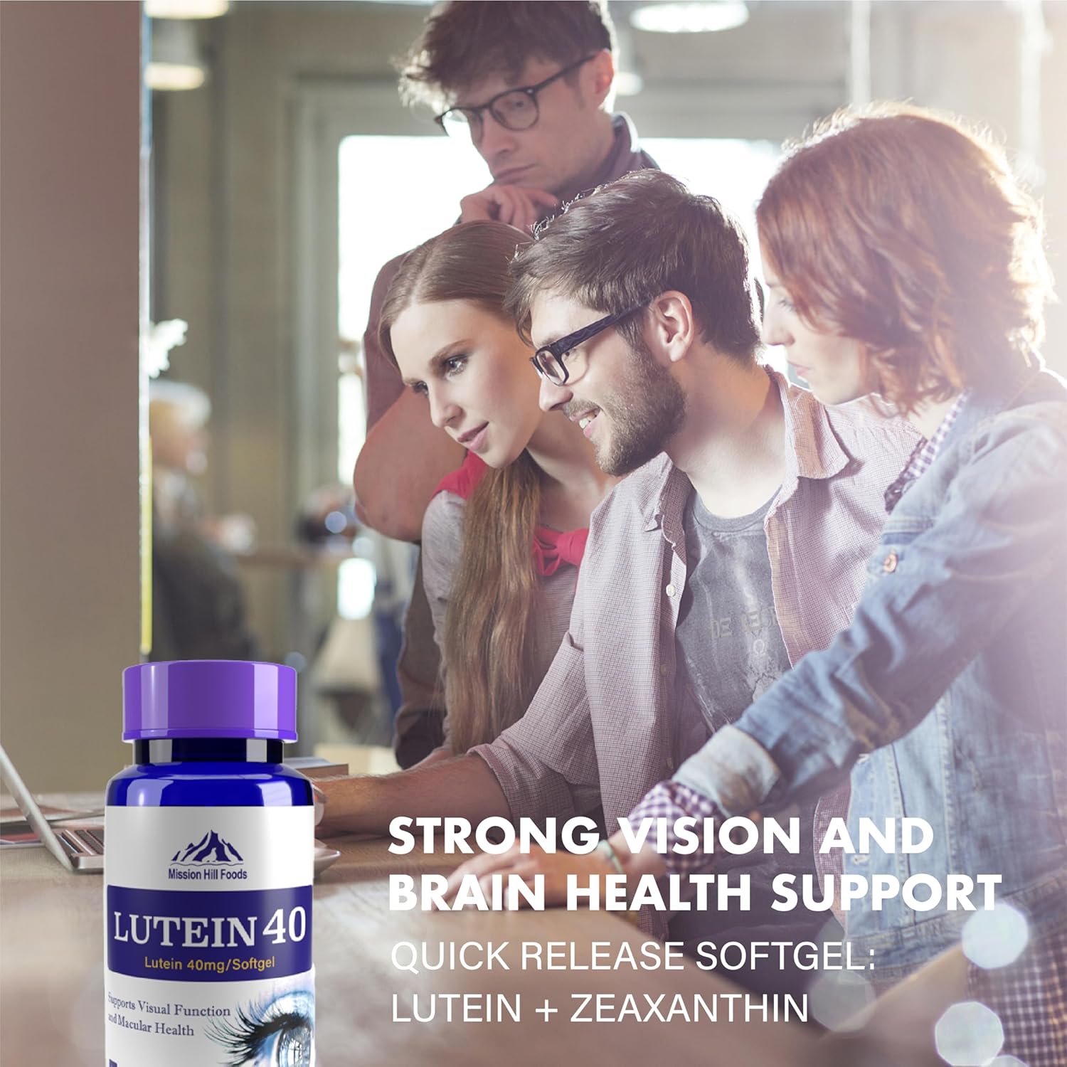 Mission Hill Foods Lutein & Zeaxanthin Eye Health Supplement - 2 Month Supply | 40mg Softgels for Eye Vitamins | Non-GMO & Gluten Free