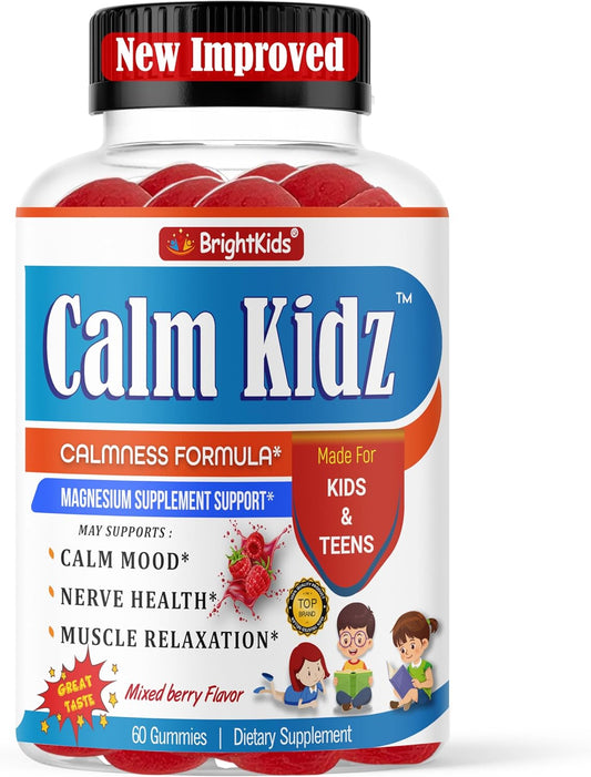 Mixed Berry Flavored Magnesium Calm Gummies for Kids, 60 Gummies, Supports Relaxation, Mood, Nerve Health & Muscle Relaxation