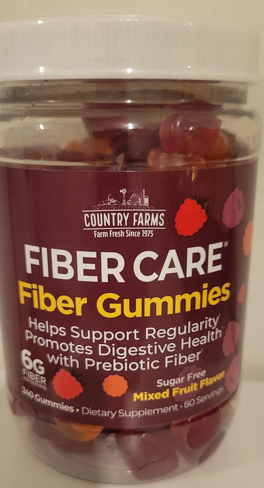 Mixed Fruit Flavor Sugar-Free Fiber Gummies - 240 CT, COUNTR Farm Fiber Supplement, High Fiber G6 per Serving