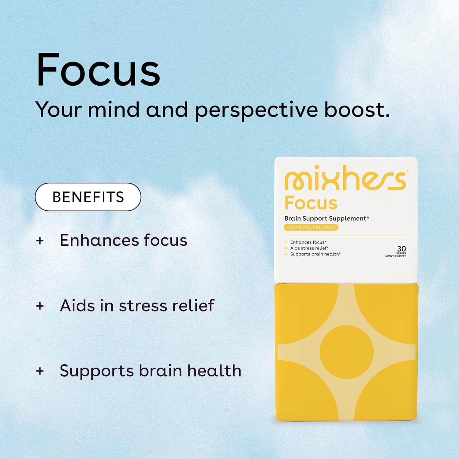 MIXHERS Focus Brain Health Supplement with L-Theanine for Women - 30 Coconut Lime Drink Packets