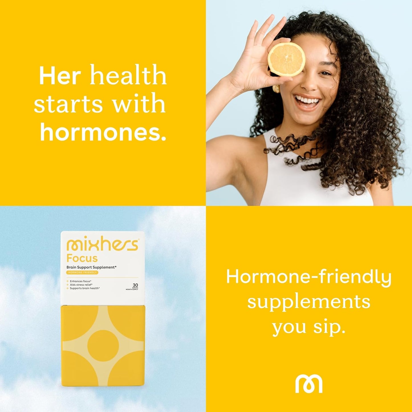 MIXHERS Focus Brain Health Supplement with L-Theanine for Women - 30 Coconut Lime Drink Packets