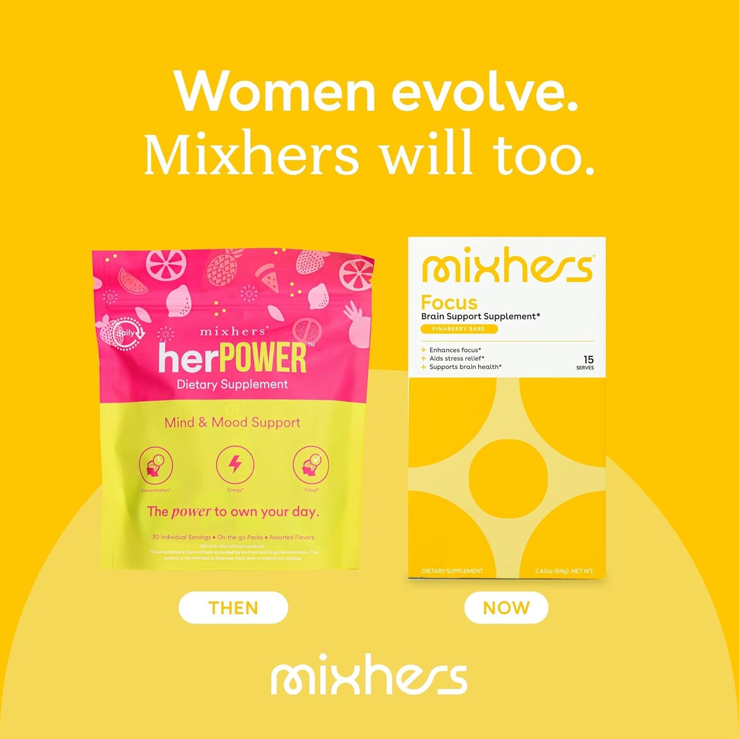 MIXHERS Focus Brain Health Supplement with L-Theanine for Women - 30 Coconut Lime Drink Packets