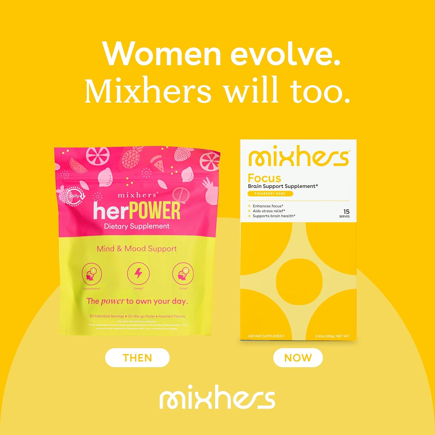 MIXHERS Focus Brain Health Supplement with L-Theanine for Women - 30 Coconut Lime Drink Packets