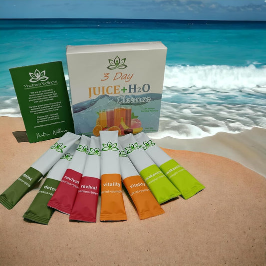 Moetown Wellness 3-Day Juice + H2O Cleanse Kit - 21 Juices with Cleansing Schedule | Detox, Awakening, Revival, Vitality Juices | 4 Flavors