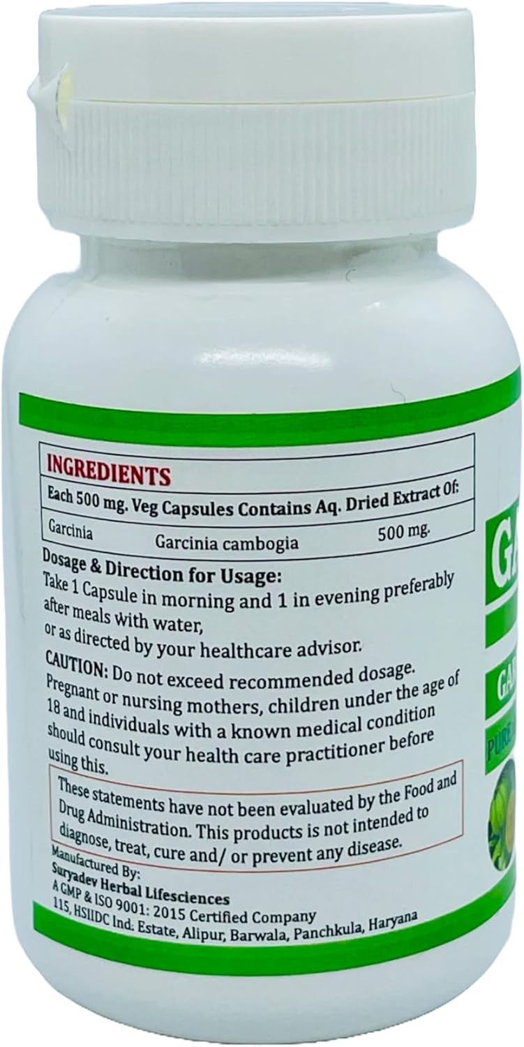 Morsan Nutraveda Herbal Garcinia Cambogia Extract Capsules - 100% Natural & Pure, High Potency (60 x 500mg Capsules, Pack of 4 Jars)