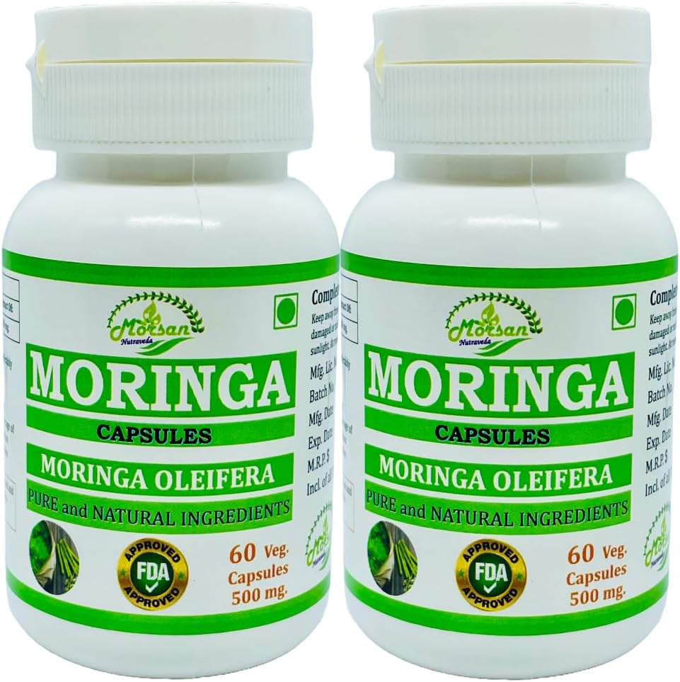 Morsan Nutraveda Herbal Moringa OLEIFERA Extract Capsules - Highest Potency, 100% Natural, Pack of 120 Veg Capsules