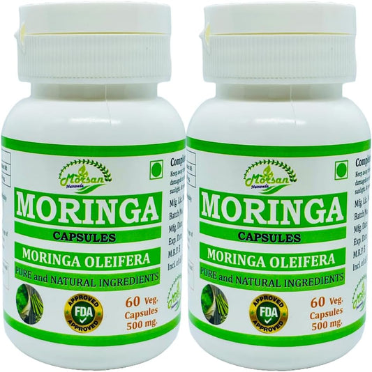 Morsan Nutraveda Herbal Moringa OLEIFERA Extract Capsules - Highest Potency, 100% Natural, Pack of 120 Veg Capsules