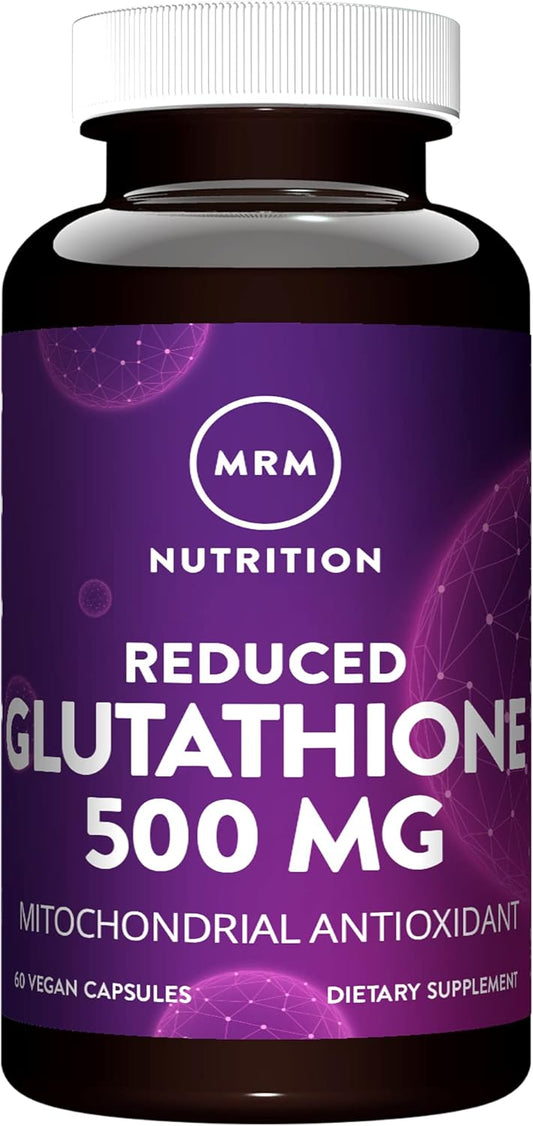 MRM Nutrition Reduced Glutathione 500mg Capsules for Liver Health and Antioxidant Support - Vegan and Gluten-Free Dietary Supplement with 60 Servings