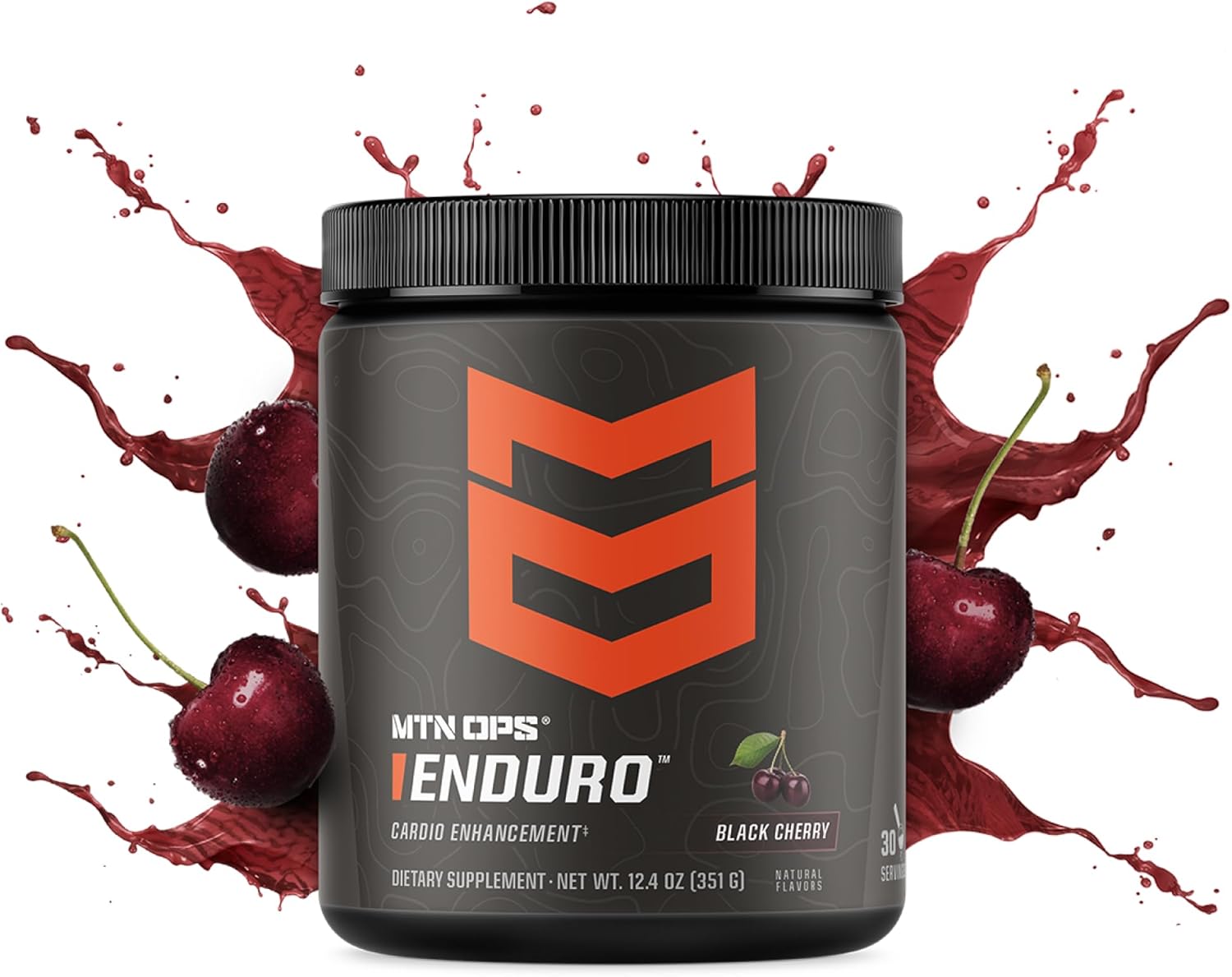 MTN OPS Enduro Nitric Oxide Stim-Free Pre Workout Supplement - 30 Servings, Black Cherry Flavor with Magnesium Citrate, L-Arginine, and L-Citrulline