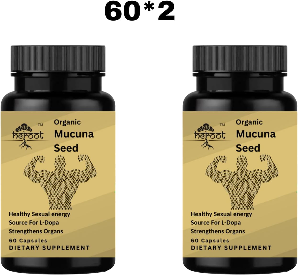 Mucuna Pruriens Capsules | Herbal Supplement | 2-in-1 Formula | Natural Ingredients | 120 Capsules