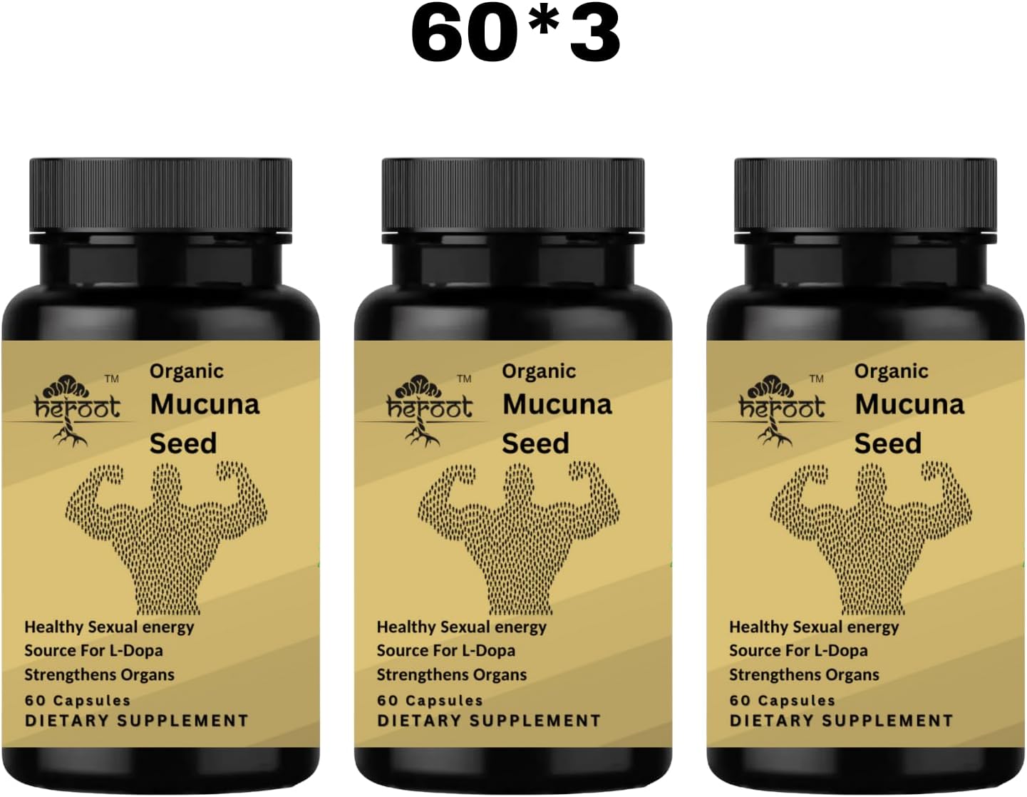 Mucuna Pruriens Capsules | Herbal Supplement | 2-in-1 Formula | Natural Ingredients | 120 Capsules