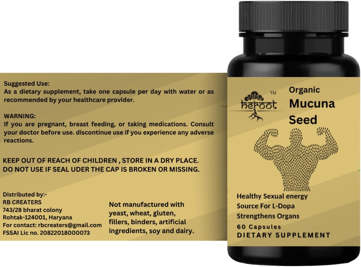 Mucuna Pruriens Capsules | Herbal Supplement | 2-in-1 Formula | Natural Ingredients | 120 Capsules