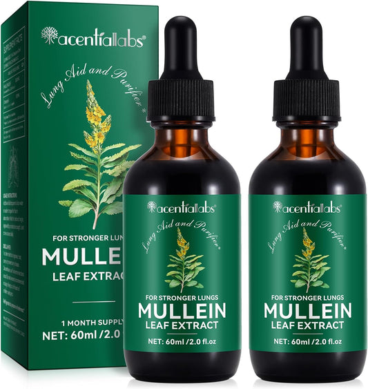 Mullein Leaf Extract Supplement for Lung Cleanse - 2 Bottles - 4.04 fl oz - Respiratory Support for Smokers