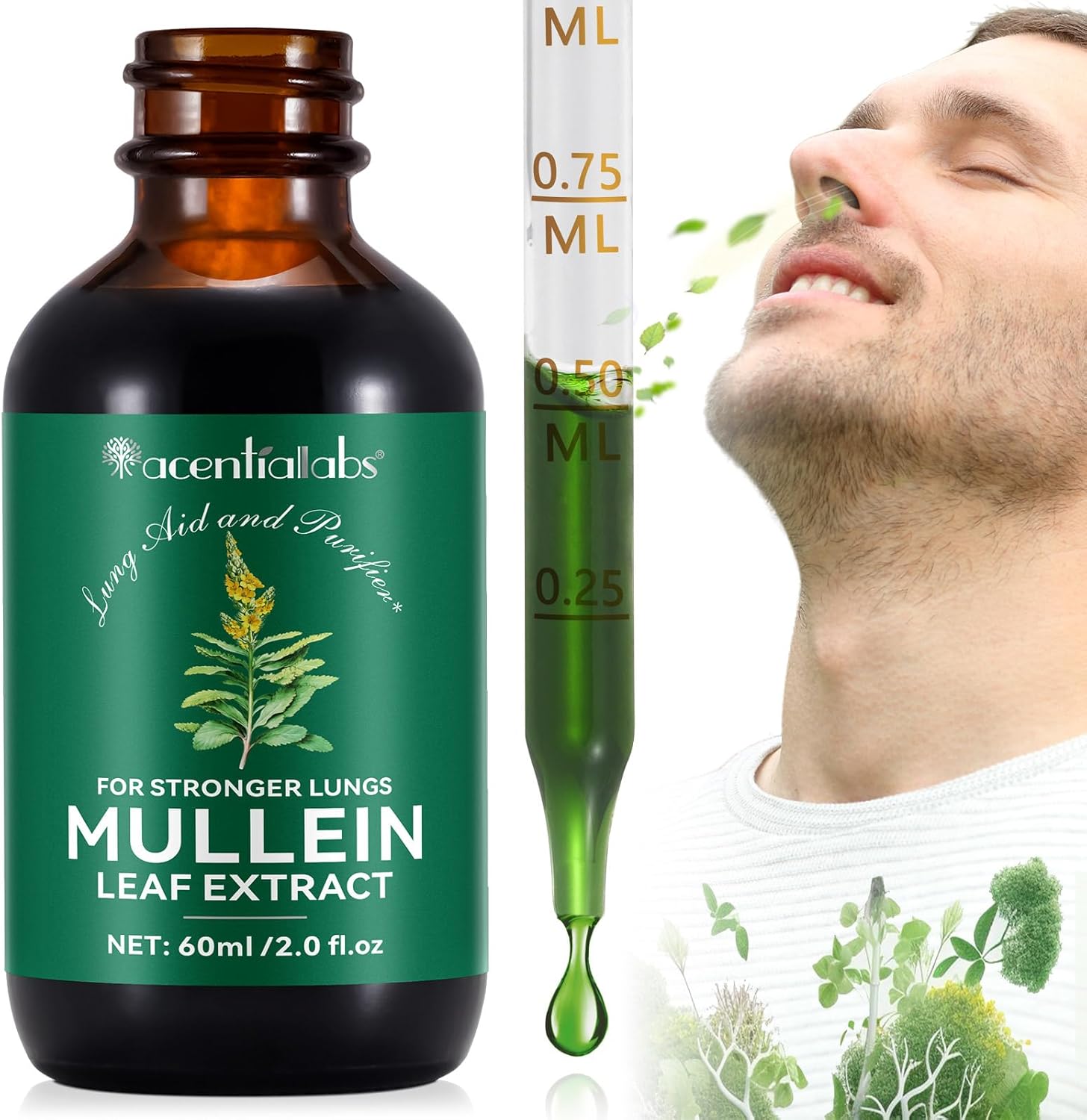 Mullein Leaf Extract Supplement for Lung Cleanse - 2 Bottles - 4.04 fl oz - Respiratory Support for Smokers