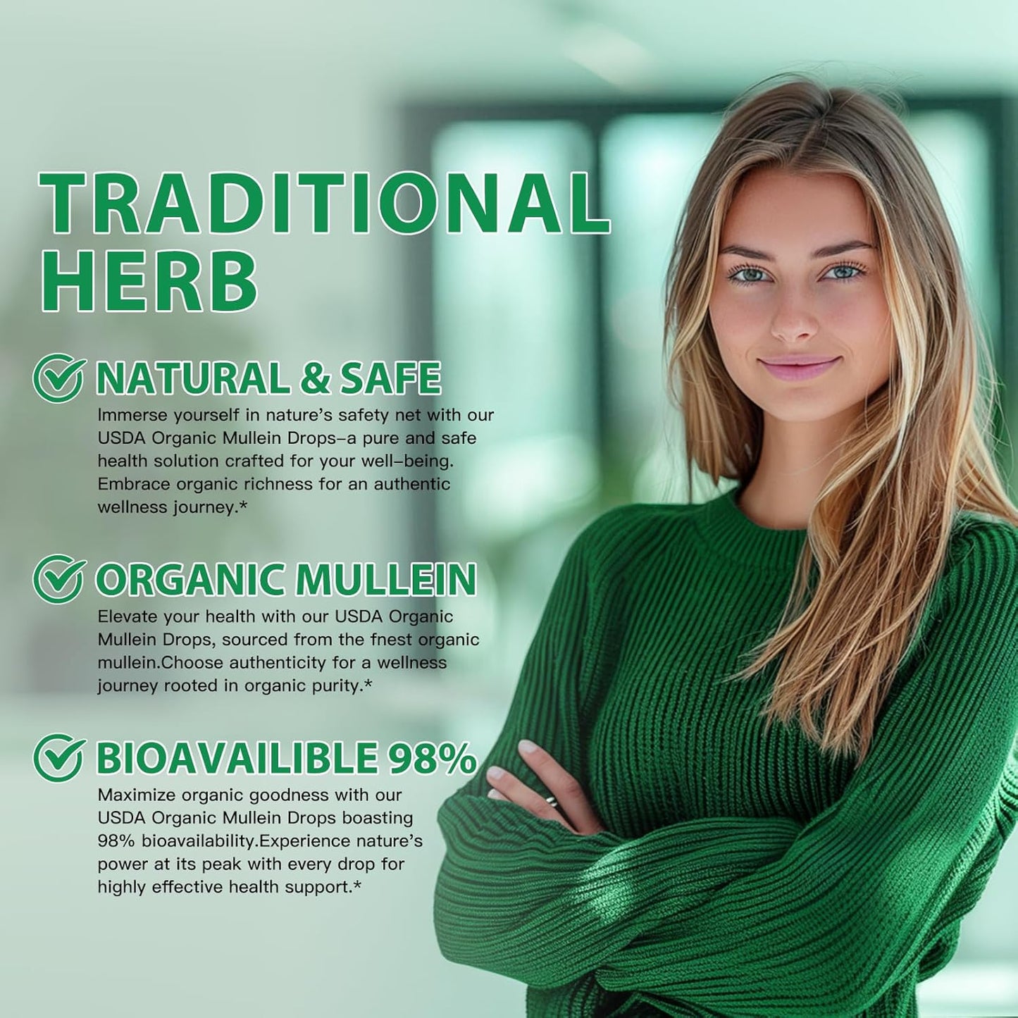 Mullein Leaf Tincture for Lung Cleanse and Immune Support - Vegan Detox Drops - Respiratory Health Supplement
