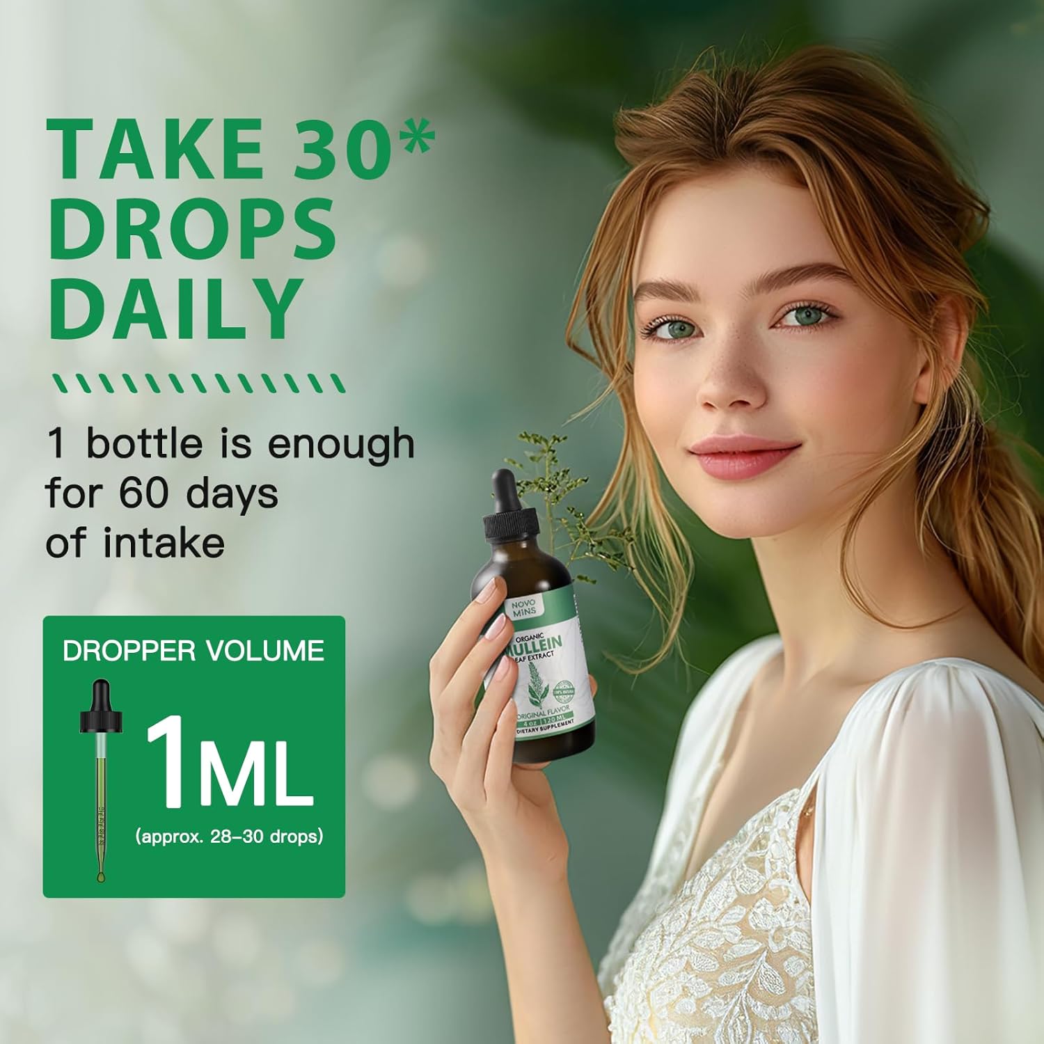 Mullein Leaf Tincture for Lung Cleanse and Immune Support - Vegan Detox Drops - Respiratory Health Supplement
