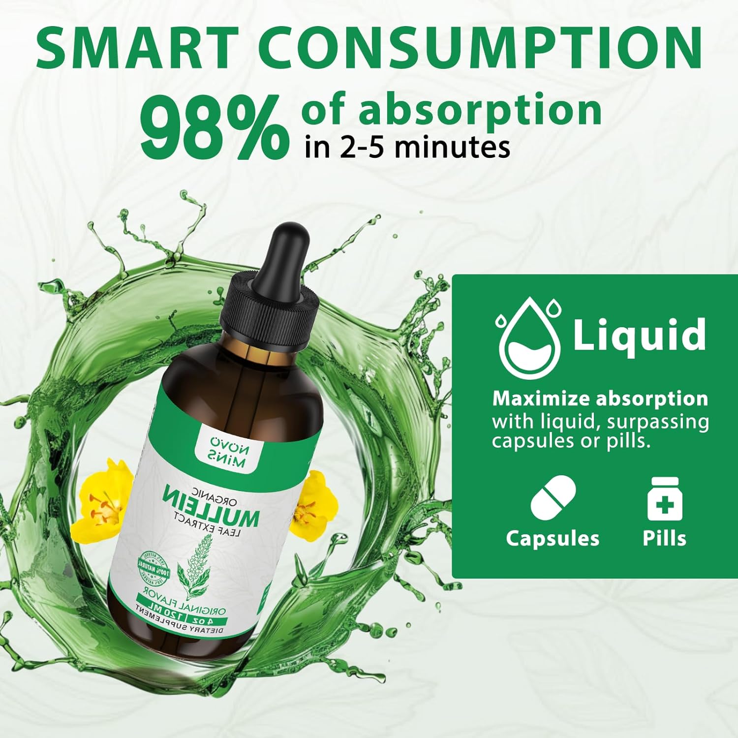Mullein Leaf Tincture for Lung Cleanse and Immune Support - Vegan Detox Drops - Respiratory Health Supplement