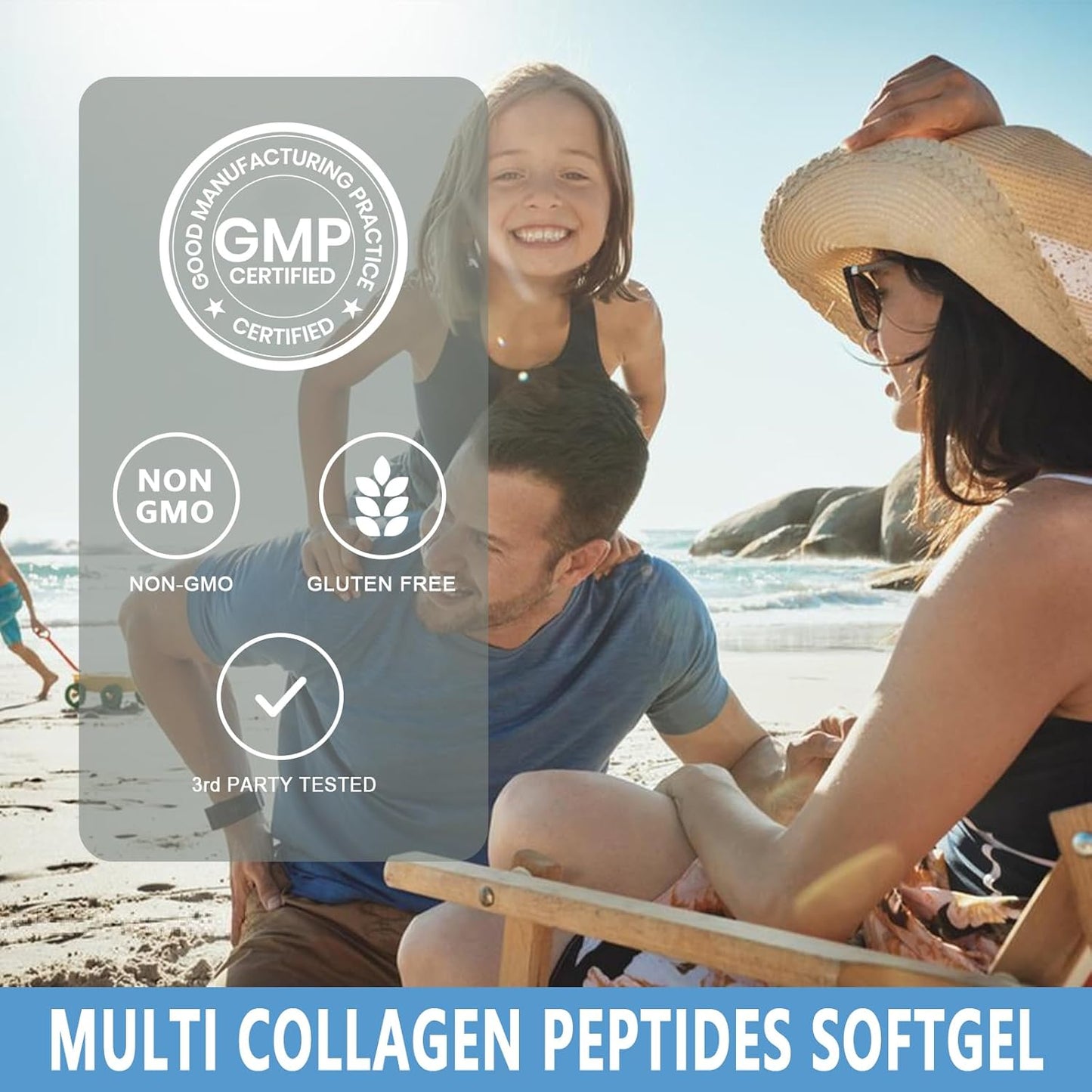 Multi Collagen Peptides Softgels with Glucosamine Chondroitin MSM & Biotin - Supports Skin, Hair, Nails, Joints, Bones, & Gut Health - Non-GMO Formula for Women