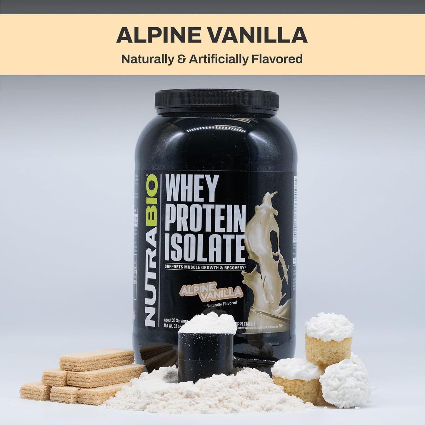 Muscle Energy Bundle: NutraBio Unflavored Creatine Monohydrate 150g + Alpine Vanilla Whey Protein Isolate - Lean Muscle Growth, Recovery, Strength