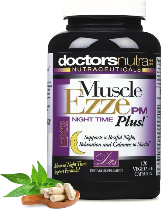 Muscle Ezze PM Plus Supplement with Magnesium Glycinate - 3,000mg Relaxant - Gluten Free - 120 Capsules by Doctors Nutra