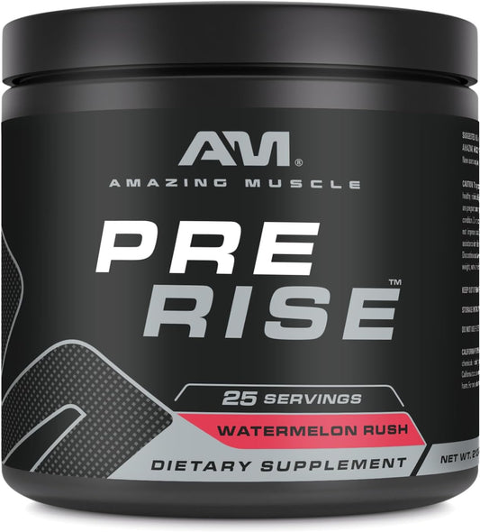 Muscle Pre Rise Pre-Workout Powder Supplement with Caffeine & Beta-Alanine for Men & Women - Watermelon Rush Flavor