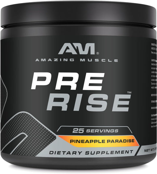 Muscle Pre-Rise Pre-Workout Powder Supplement with Caffeine & Beta-Alanine - 25 Servings Pineapple Paradise for Men & Women