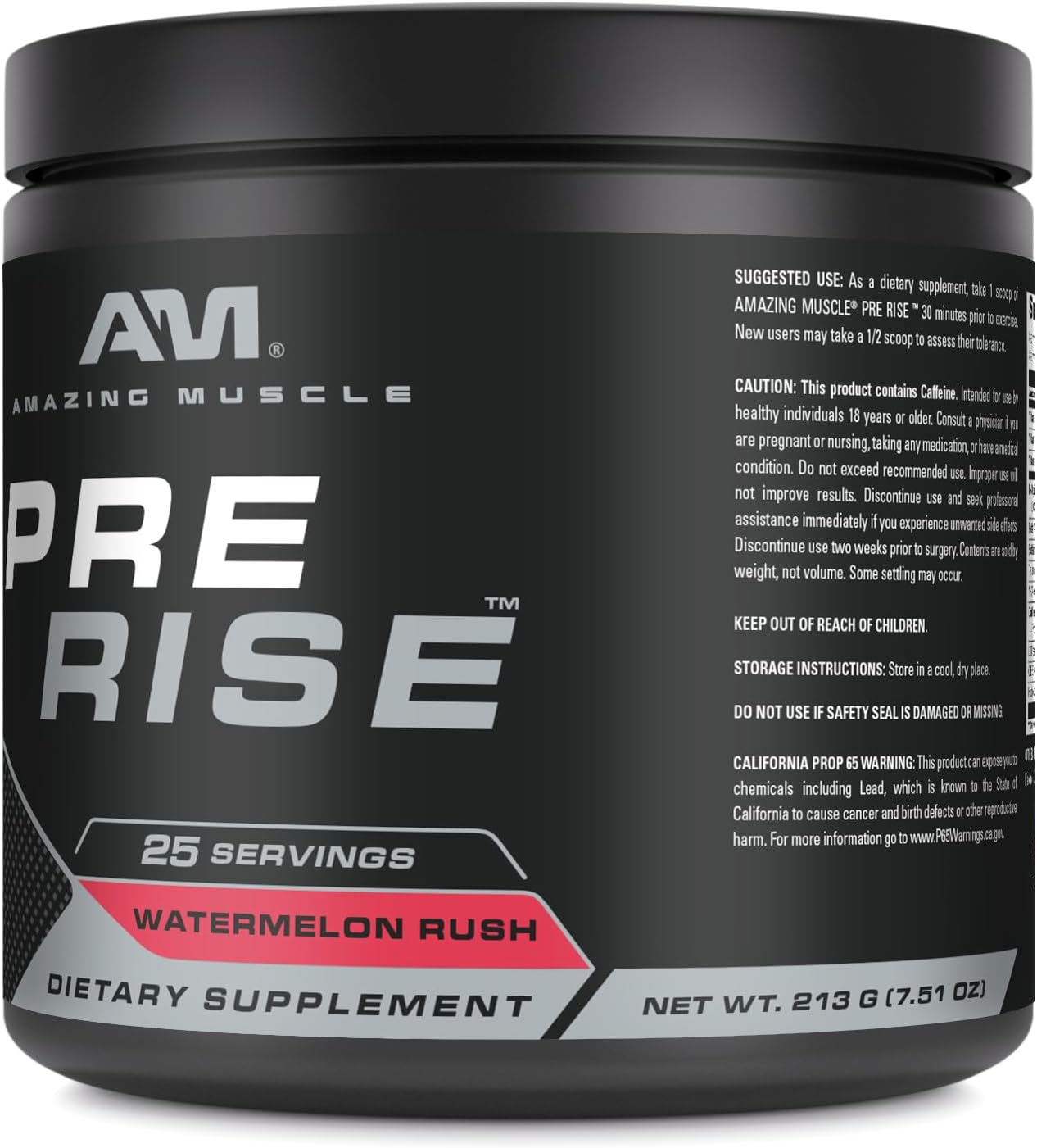 Muscle Pre Rise Pre-Workout Powder Supplement with Caffeine & Beta-Alanine for Men & Women - Watermelon Rush Flavor