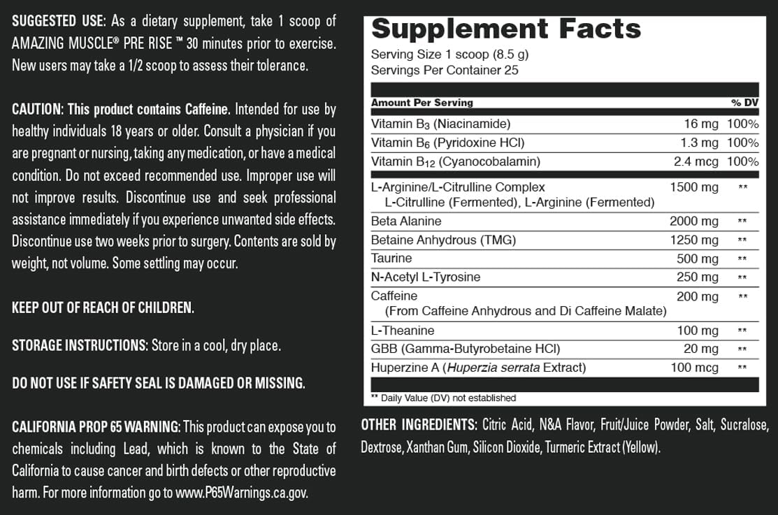 Muscle Pre-Rise Pre-Workout Powder Supplement with Caffeine & Beta-Alanine - 25 Servings Pineapple Paradise for Men & Women