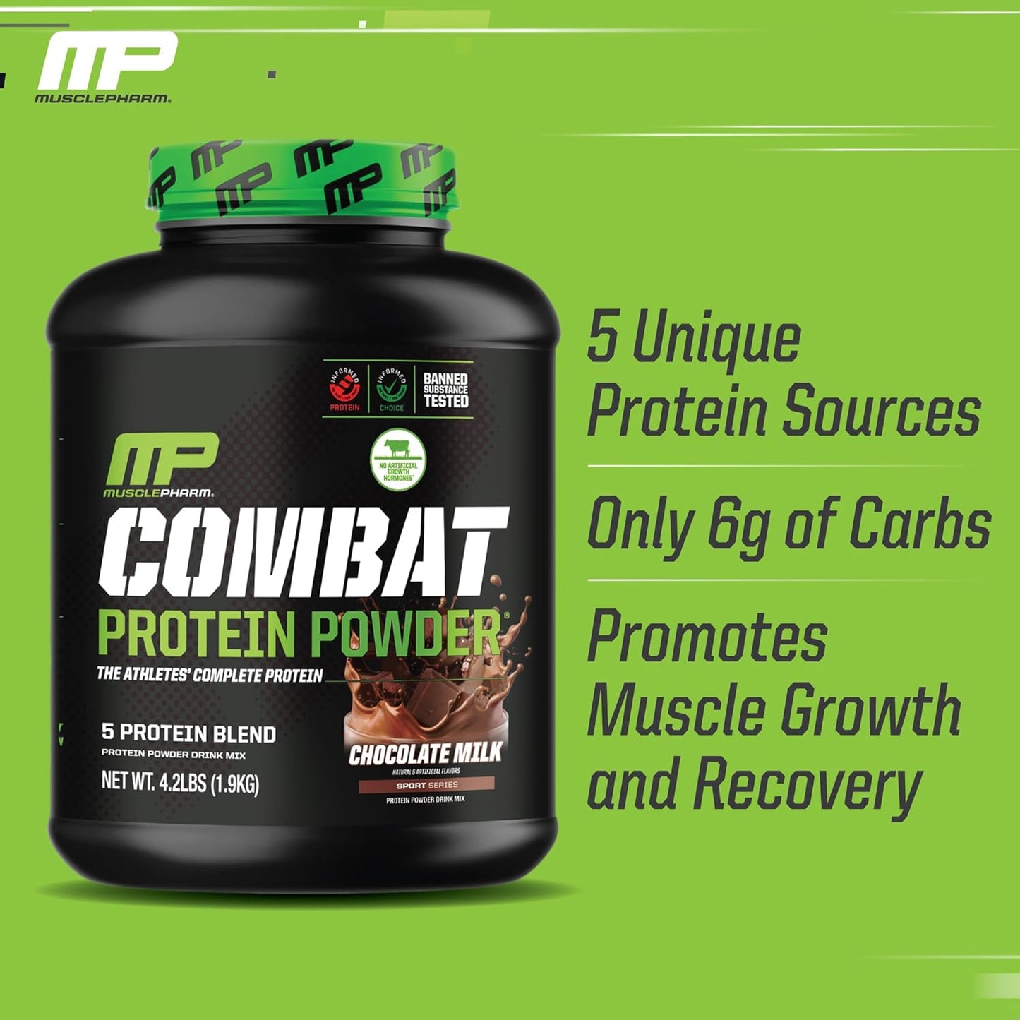 MusclePharm Combat Chocolate Protein 4lb + Assault Blue Raspberry Pre-Workout Combo