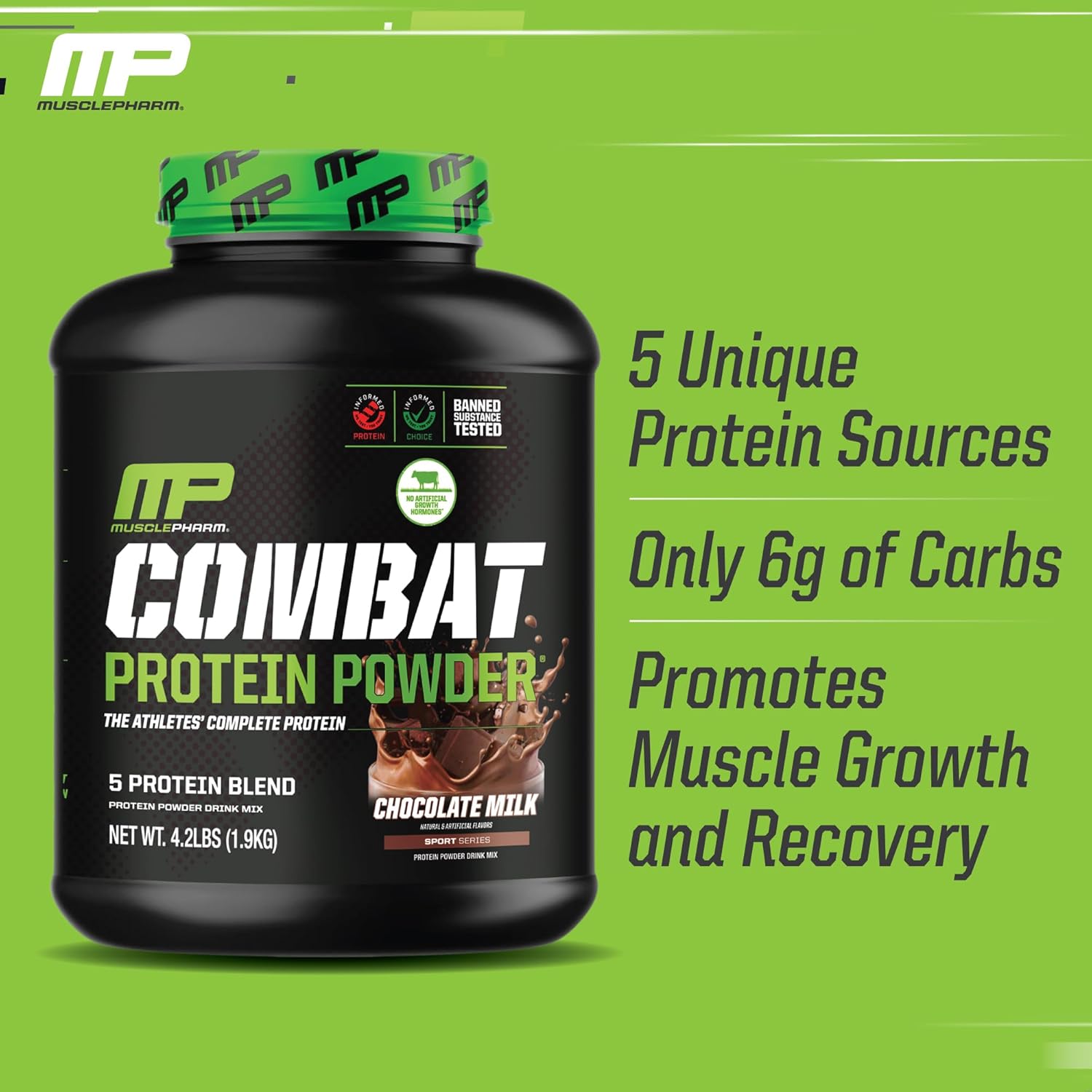 MusclePharm Combat Chocolate Protein 4lb + Assault Blue Raspberry Pre-Workout Combo