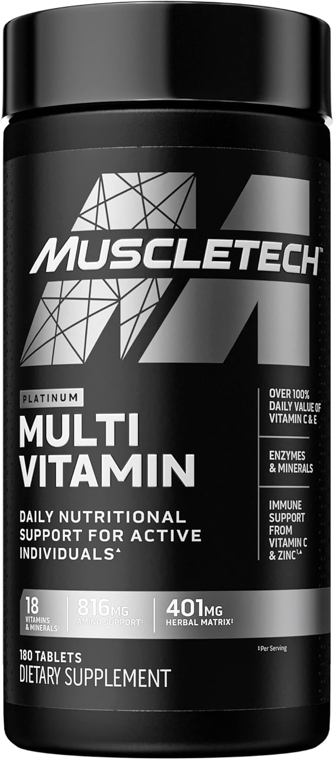 MuscleTech Muscle Building Bundle with Nitric Oxide Booster and Multivitamin - ATP Muscle Gainer, 60 Pills & Platinum Multivitamin, 180 ct